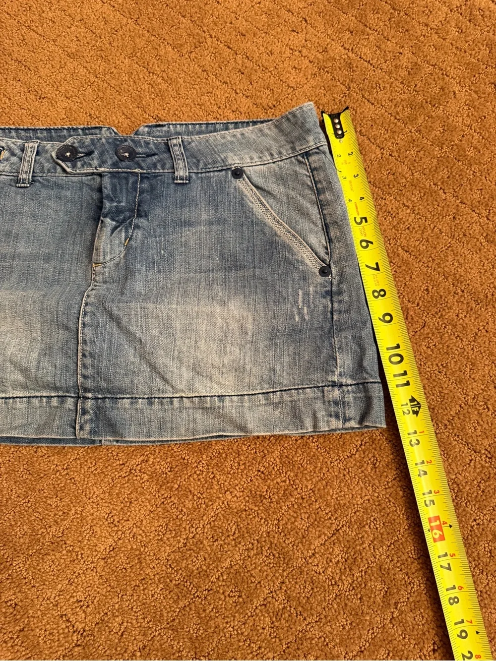 Vintage Y2K American Eagle Skirt Womens 8 Low Rise Micro Mini Denim Medium Wash